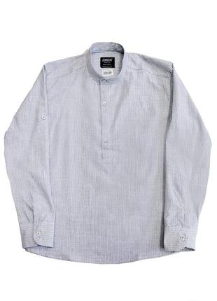Рубашка синяя с воротником-стойкой и короткой линией пуговиц (116 см.)  zenmoni 2125000769011