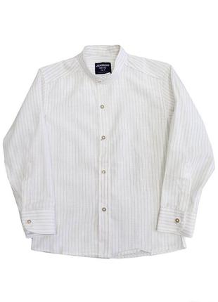 Рубашка с воротником-стойкой в бежевую полоску (104 см.)  zenmoni 21250007690281 фото