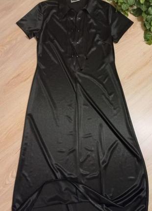 Чёрное стильное платье макси8 фото