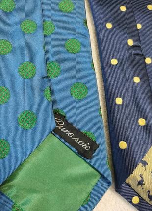 Шелковый галстук в горошек синий зелёный тёмно-синий6 фото