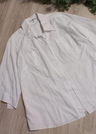 Легка бавовняна біла сорочка кофточка блузка