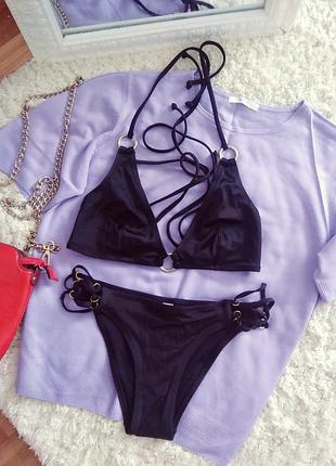 Шикарний сексуальний купальник шнурівка кільця