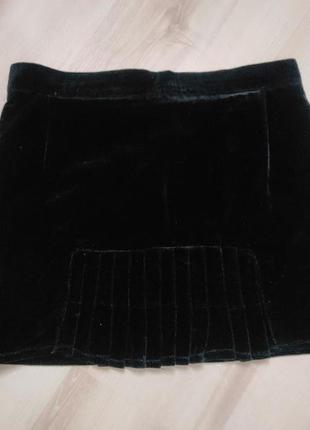 Стильная бархатная юбка трапеция с высокой посадкой m-l3 фото