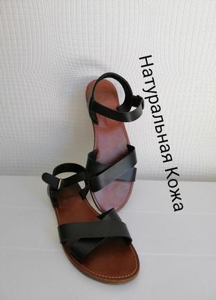 Кожаные босоножки new look из натур. кожи, р 36,37 по стельке 24 см