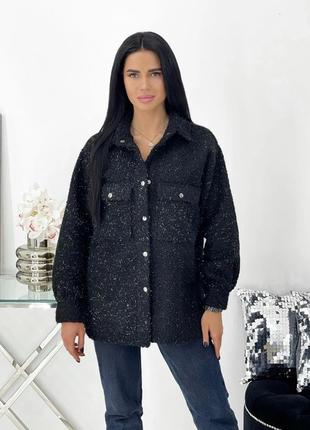 Рубашка
материал: букле-шерсть барашек с люрексовой нитью

цвета: чёрный, графит, бежевый, бутылка2 фото