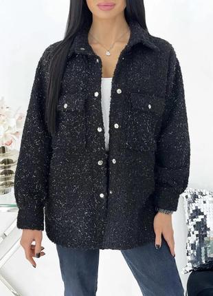 Рубашка
материал: букле-шерсть барашек с люрексовой нитью

цвета: чёрный, графит, бежевый, бутылка6 фото