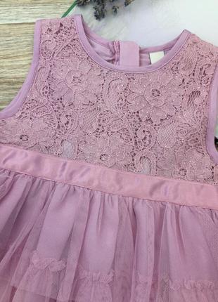 Розовое нарядное пышное платье фатин праздничное 80-86 см5 фото