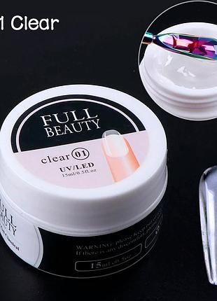 Гель для нарощування нігтів прозорий - clear full beauty конструюючий, файбер