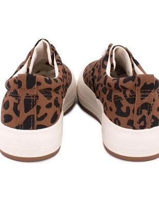 Стильні коричневі леопардові кросівки, кеди на платформі товстій підошві модні кроси з принтом з текстилю5 фото