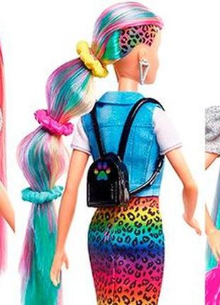 Барбі леопард зміна кольору barbie leopard rainbow hair doll, оригінал4 фото