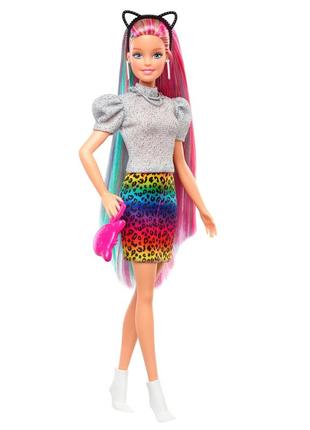 Барбі леопард зміна кольору barbie leopard rainbow hair doll, оригінал