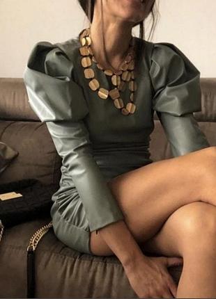 Платье кожаное zara 7