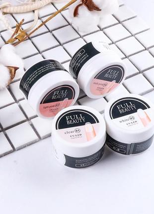 Гель для наращивания ногтей светло-розовый ligth pink full beauty конструирующий, файбер7 фото