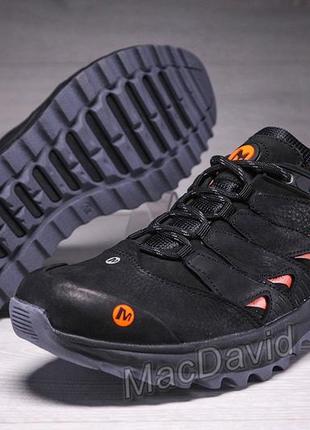 Мужские кожаные кроссовки merrell dragon skin black