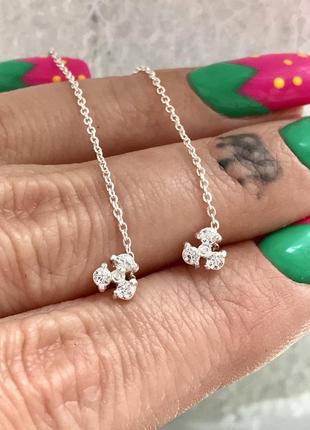 Серьги серебро 925 протяжки цепочки шарика 2233 5