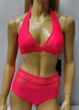 Купальник с сеткой, высокая талия 7 цветов 22316сп