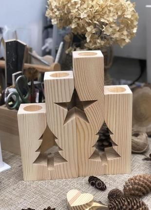 Набір дерев'яних підсвічників