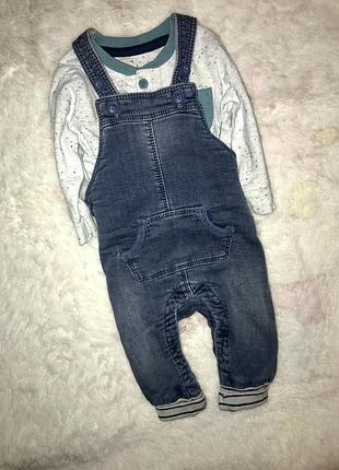 Джинсовый комбинезон полукомбинезон утеплённый тёплый