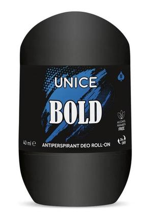 Чоловічий роликовий дезодорант-антиперспірант unice bold 40 мл