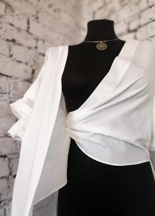 Блуза с рукавами-буфами белая7 фото