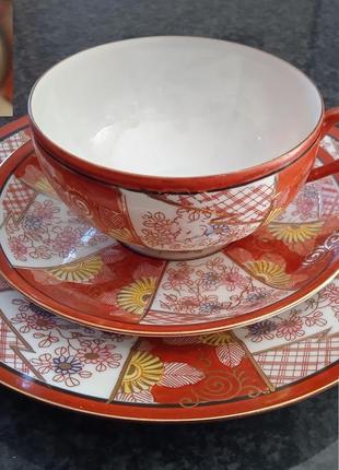 Чашка блюдце тарілка дві гейші порцеляна літофанія японія1 фото
