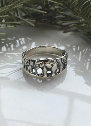 Кольцо серебро 925 колечко слоны 12492 фото