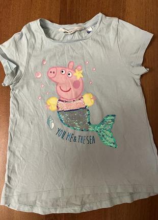 Футболка русалочка пеппа паетки peppa pig h&m