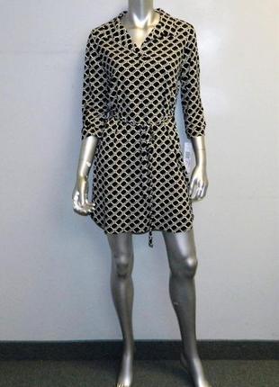 Брендовое платье мини в принт, под поясок, с рукавами 3/4,размер "8" на 44-46 рр4 фото