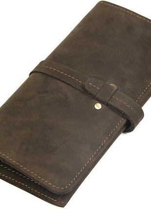 Шкіряний гаманець чоловічий коричневий вінтажний стиль vintage