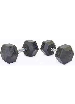 Гантели обрезиненные 2 шт по 20 кг (общий вес 40 кг) цельная шестигранная гексагональная sc-8013-20