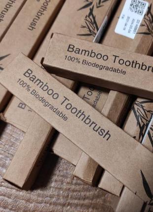 Зубна щітка еко бамбукова еко экологоческая саморазлагающаяся щітка для зубів7 фото