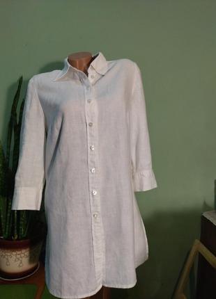 Біла сорочка оверсайз з стовідсоткового льону