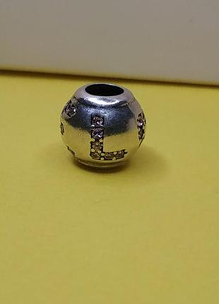 Шарм стерлинговое серебро 925 проба цирконий надпись love любовь камешки на буквах маленькие шарик шар пандора3 фото