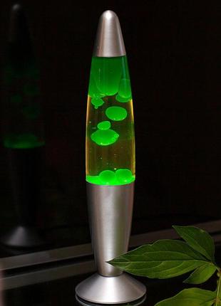Нічник світильник лампа з плаваючим зеленим парафіном 34+ подарунок