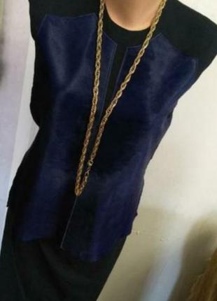 Дизвйнерская шикарная  блузка с кожаными вставками открытая спина1 фото