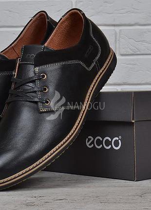 Туфли мужские кожаные ecco черные на шнуровке словакия экко комфорт3 фото