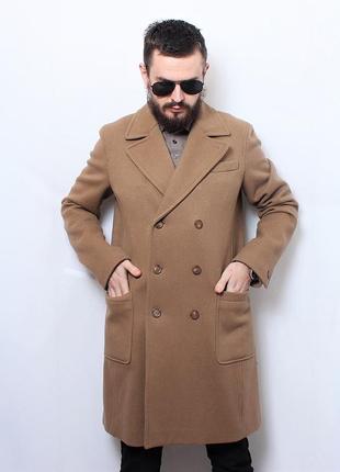 Королівське стильне пальто чоловіче двобортне приталене довге ексклюзив