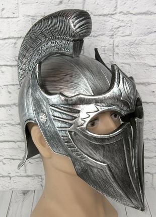 Шлем троянского воина карнавальный античное серебро с чернением + подарок1 фото