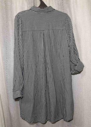 Женская штапельная вискозная блуза, натуральная блузка, платье- рубашка в клетку с вышивкой. штапель2 фото