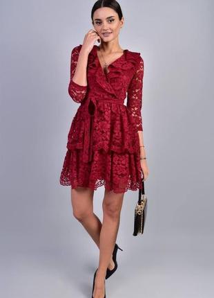 Гіпюрову сукня бордо