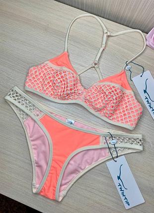 Оранжевый раздельный купальник twintip