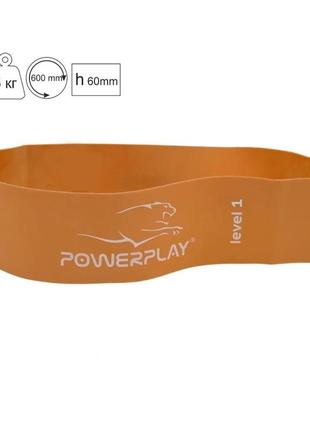 Фитнес-резинка powerplay 4140 level 1 (600*60*0.6 мм, 5 кг) оранжевая