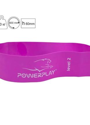 Фитнес-резинка powerplay 4140 level 2 (600*60*0.8мм, 10 кг) фиолетовая