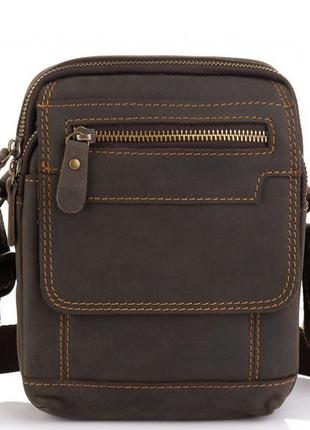 Чоловіча шкіряна сумка коричнева tiding bag t21012 фото