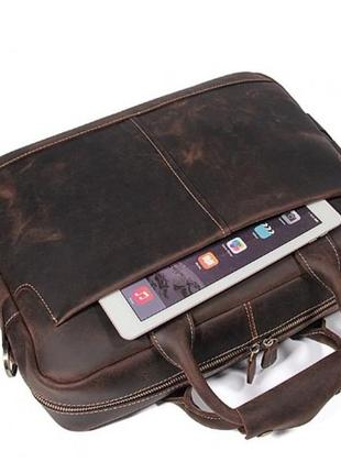 Стильна чоловіча сумка-портфель для документів з вінтажній шкіри tiding bag t10196 фото