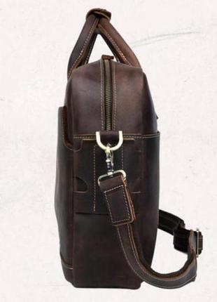 Стильна чоловіча сумка-портфель для документів з вінтажній шкіри tiding bag t10193 фото