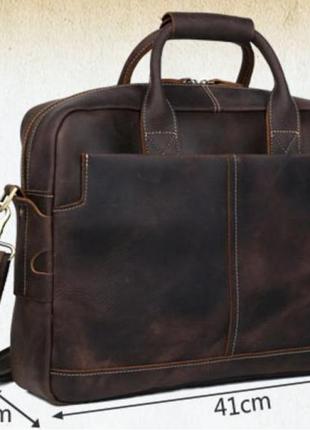 Стильна чоловіча сумка-портфель для документів з вінтажній шкіри tiding bag t10198 фото