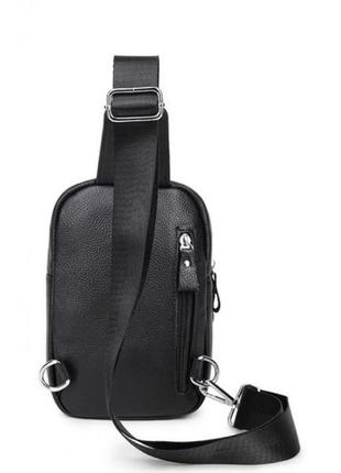 Мужской черный кожаный слинг на плечо tiding bag a25f-1922a2 фото
