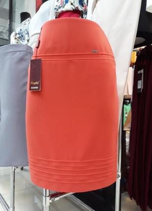 Женская юбка бежевая, оранж, малиновая.большие размеры. польша2 фото