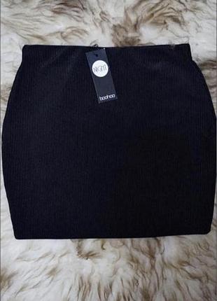 Чёрная мини юбка резинка4 фото
